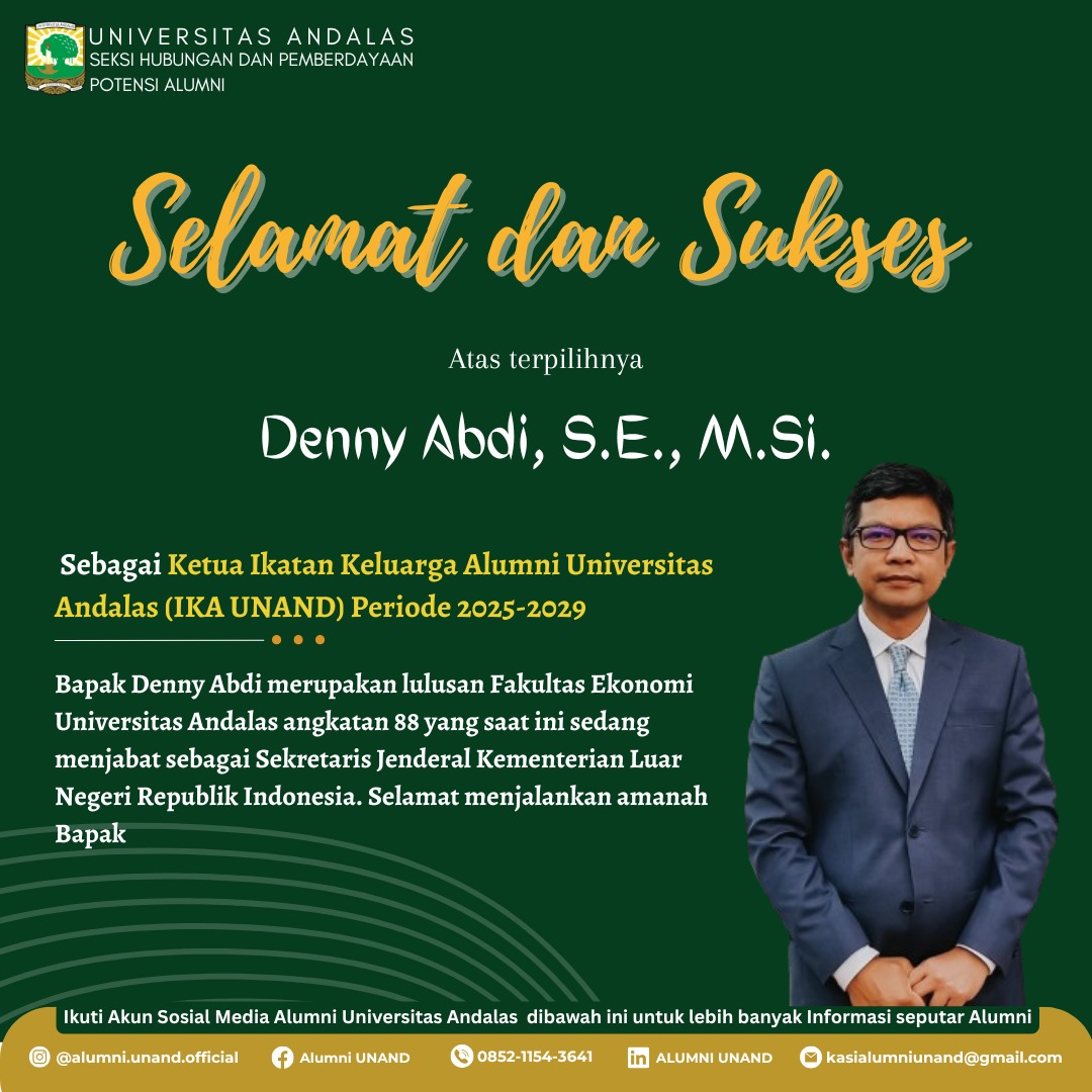 Selamat Kepada Ketua Umum DPP IKA Unand terpilih periode 2025-2029